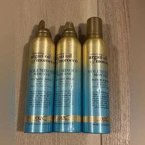 OGX Renewing + Argan Oil of Morocco Voluminous Mousse Flexible Hold / 8oz x 3